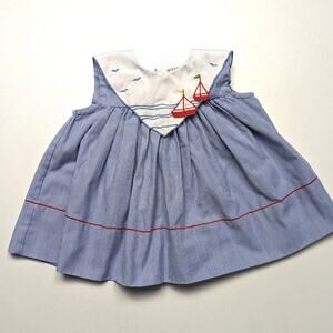 Vintage Swing Top Girls Size 18m Blue Sailboat Sleeveless